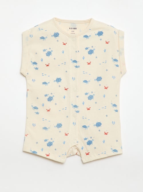Barboteuse à manches courtes avec motif - Kiabi