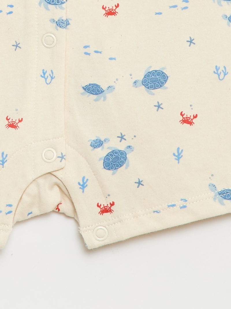Barboteuse à manches courtes avec motif Beige - Kiabi