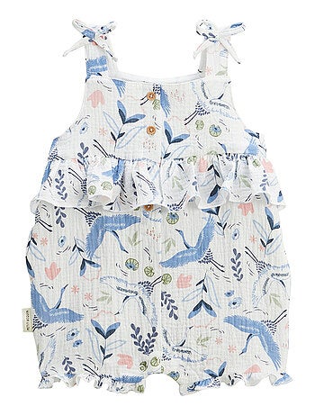 Barboteuse bébé + chapeau en gaze de coton Tiana