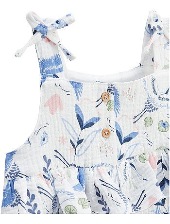 Barboteuse bébé + chapeau en gaze de coton Tiana