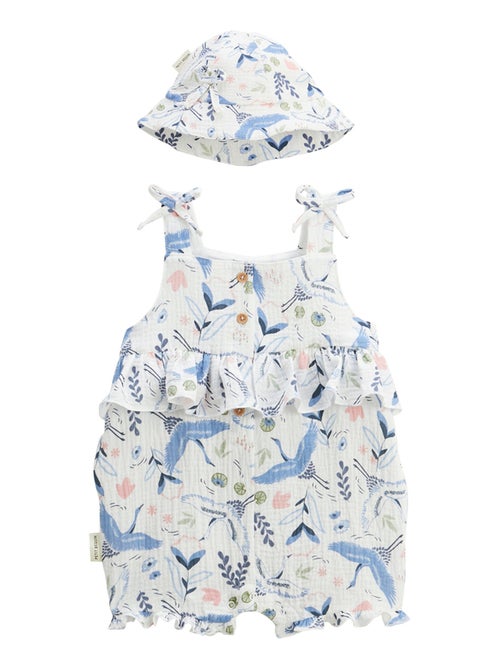 Barboteuse bébé + chapeau en gaze de coton Tiana - Kiabi