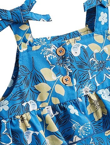 Barboteuse bébé + chapeau en popeline Flora