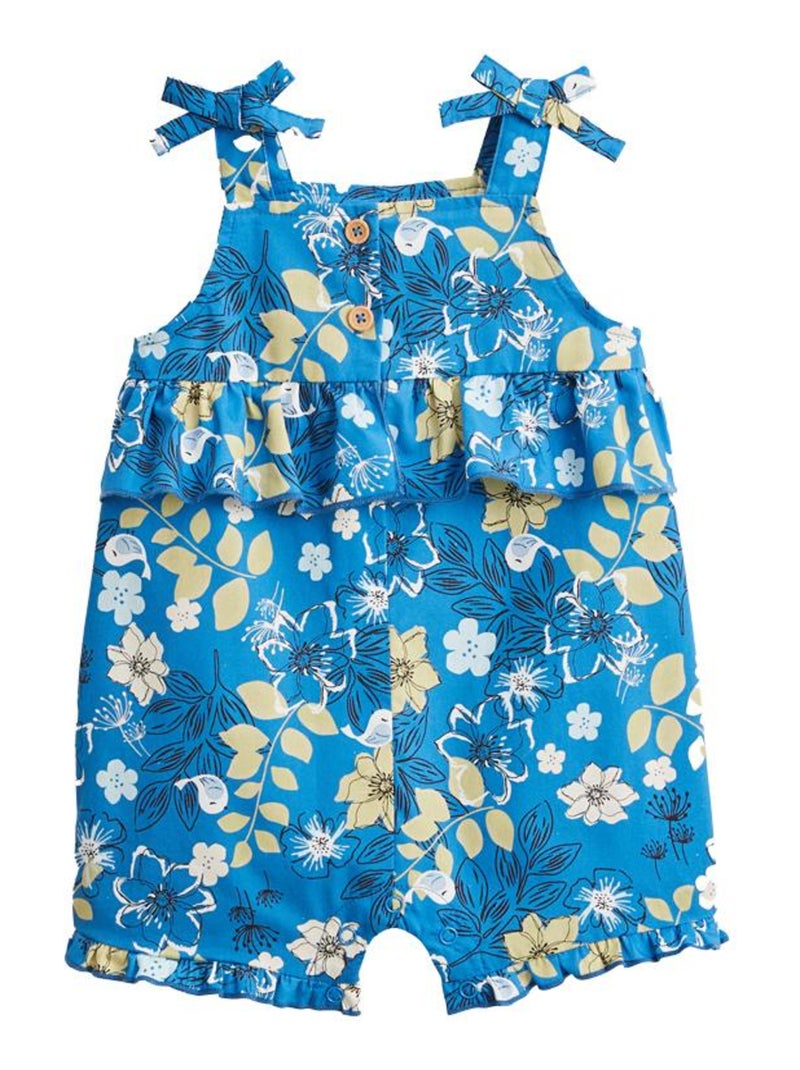 Barboteuse bébé + chapeau en popeline Flora Bleu - Kiabi