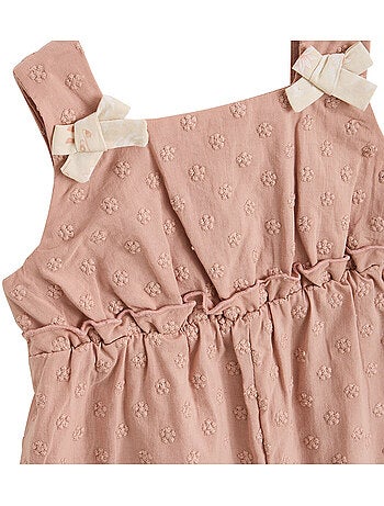 Barboteuse bébé en broderie anglaise + headband Poésie d'été