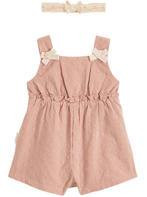 Barboteuse bébé en broderie anglaise + headband Poésie d'été - Kiabi