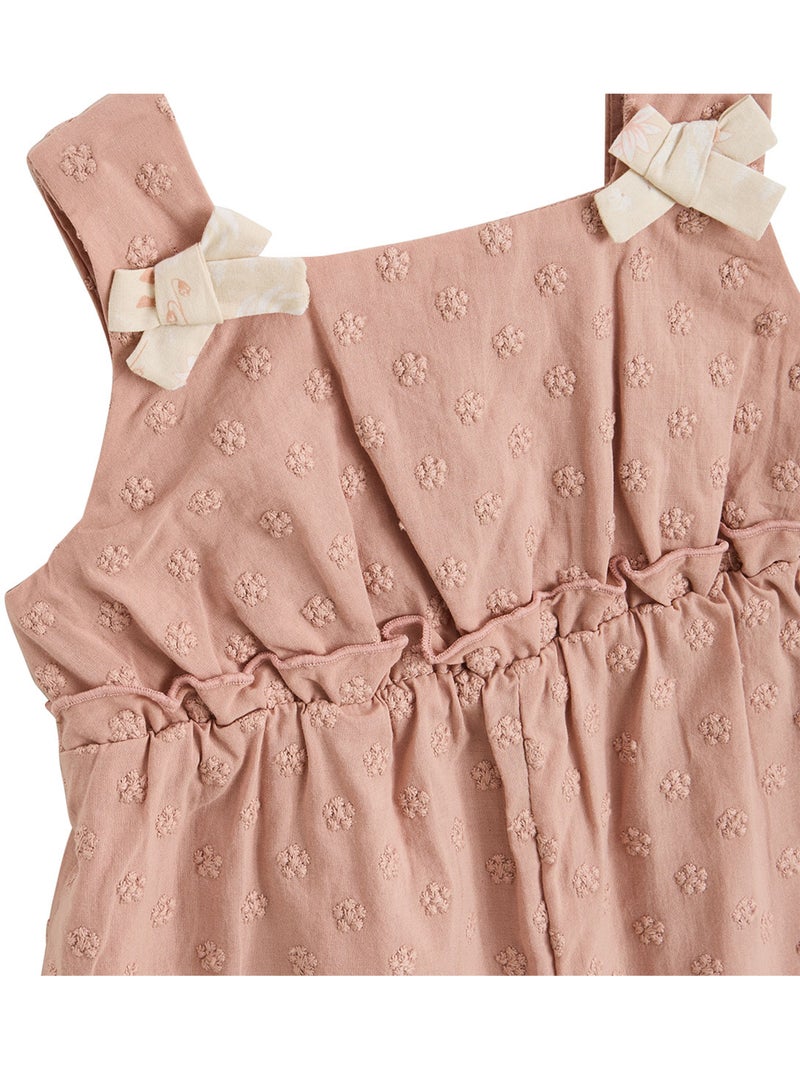 Barboteuse bébé en broderie anglaise + headband Poésie d'été Rose - Kiabi