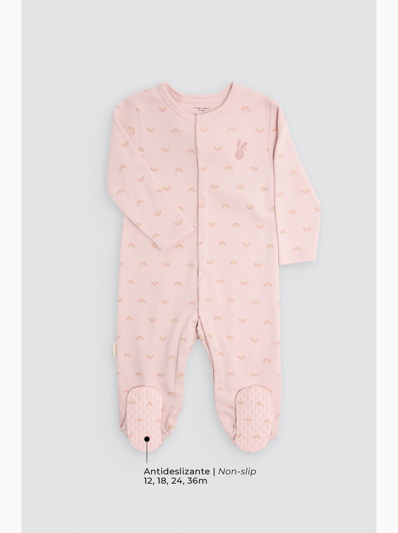 Barboteuse bébé en coton imprimé arc-en-ciel Rose - Kiabi