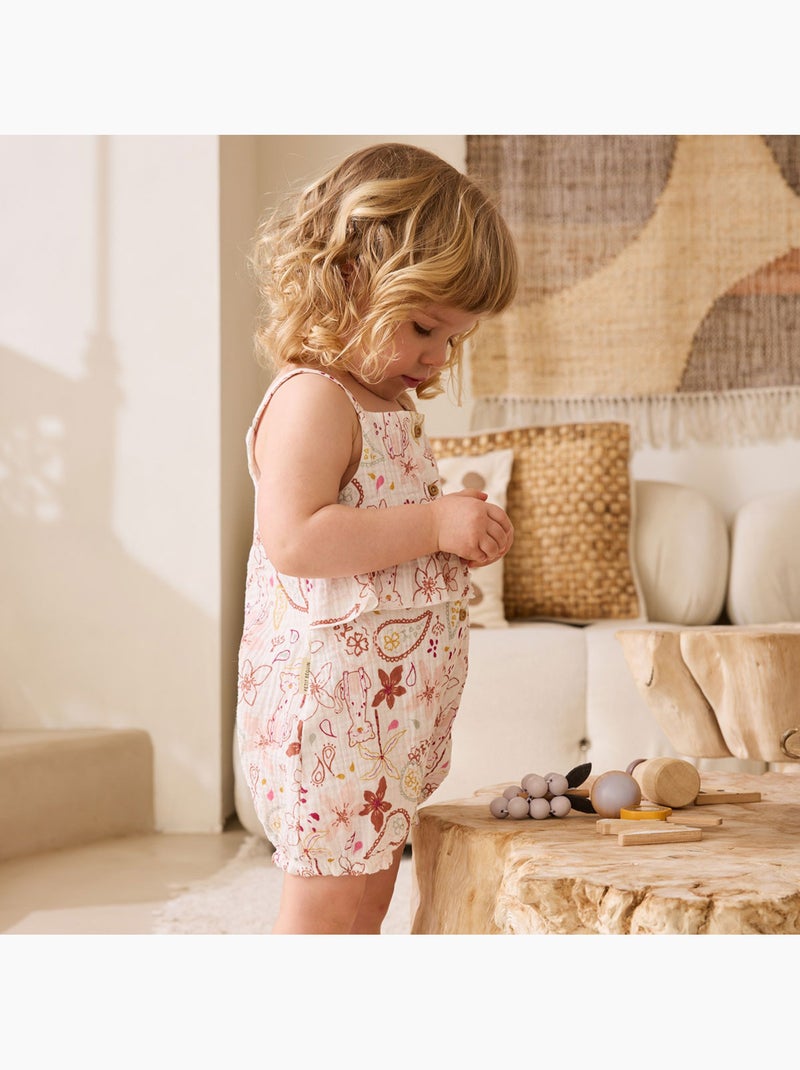 Barboteuse bébé en gaze de coton Arizona Ecru - Kiabi