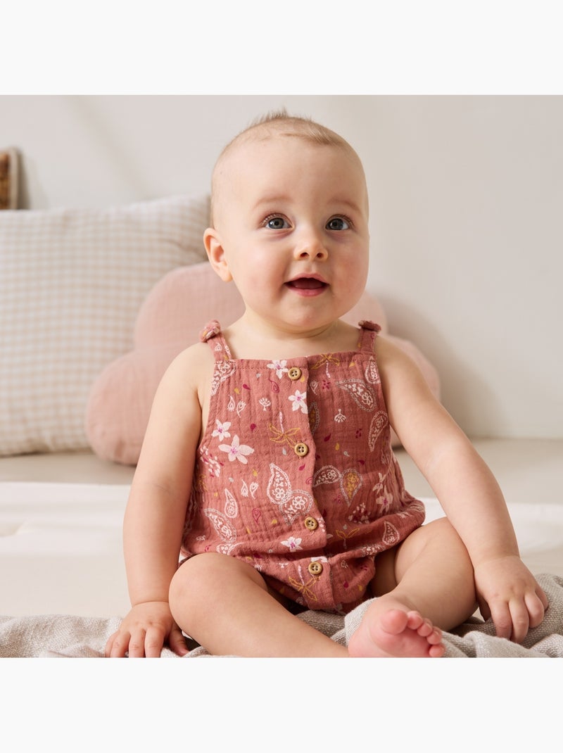 Barboteuse bébé en gaze de coton Arizona Rose foncé - Kiabi