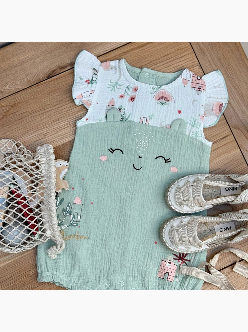 Barboteuse bébé en gaze de coton Arya Ecru - Kiabi