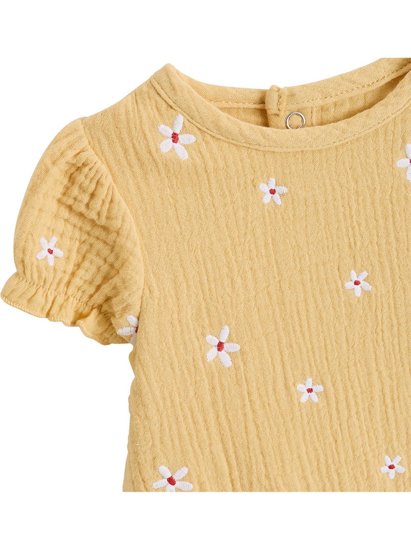 Barboteuse bébé en gaze de coton Camila Jaune - Kiabi