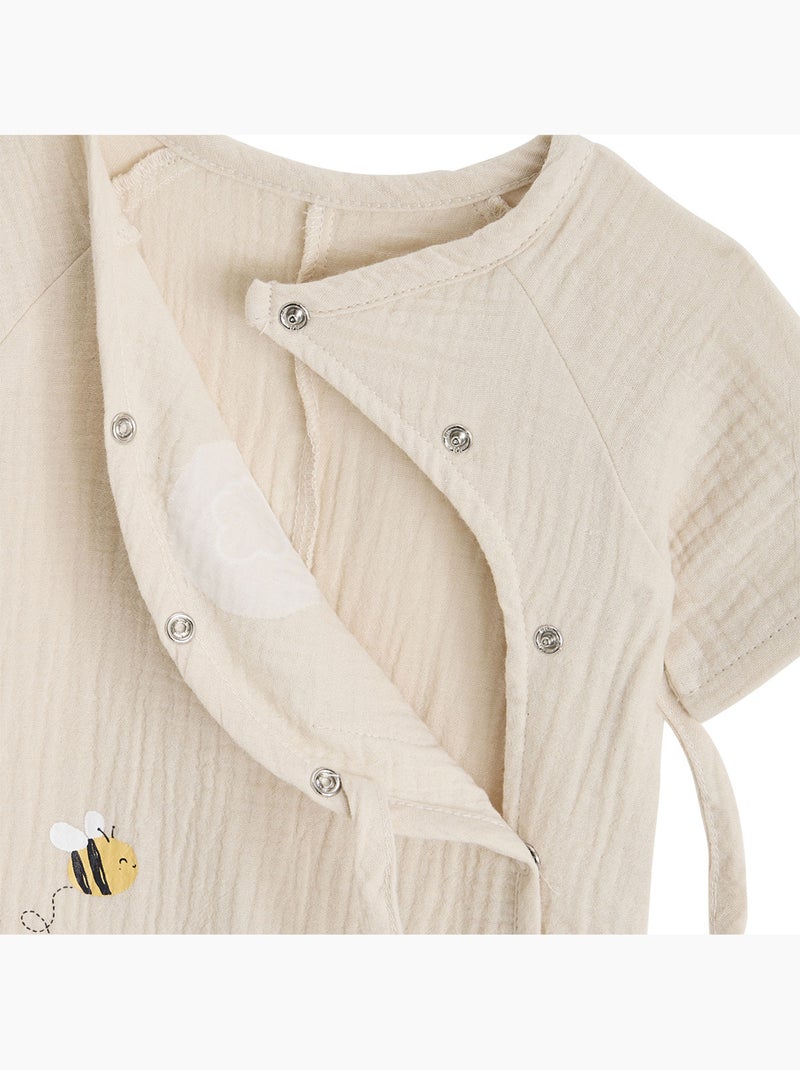 Barboteuse bébé en gaze de coton Eden Beige - Kiabi