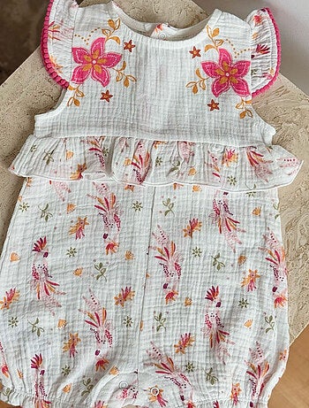 Barboteuse bébé en gaze de coton Fiesta