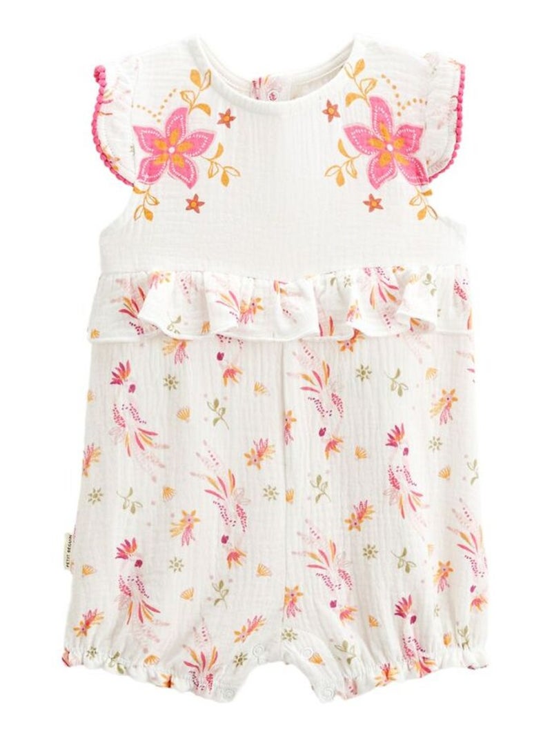 Barboteuse bébé en gaze de coton Fiesta Ecru - Kiabi