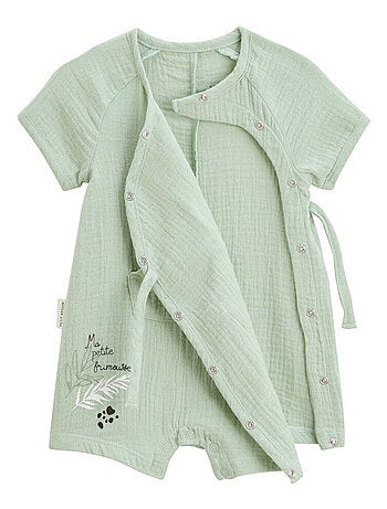 Barboteuse bébé en gaze de coton ouverture croisée Frimousse