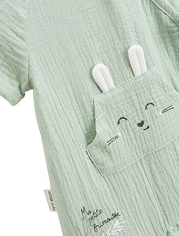 Barboteuse bébé en gaze de coton ouverture croisée Frimousse