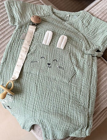Barboteuse bébé en gaze de coton ouverture croisée Frimousse