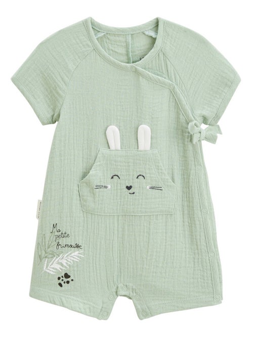 Barboteuse bébé en gaze de coton ouverture croisée Frimousse - Kiabi