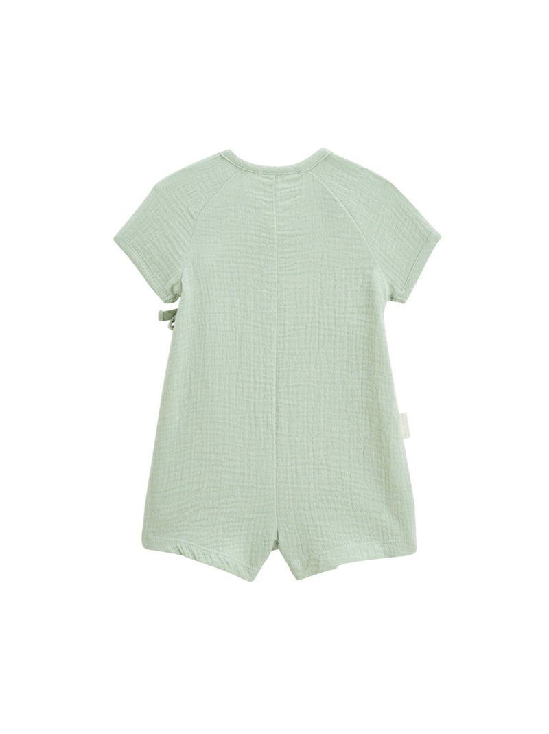 Barboteuse bébé en gaze de coton ouverture croisée Frimousse Vert - Kiabi