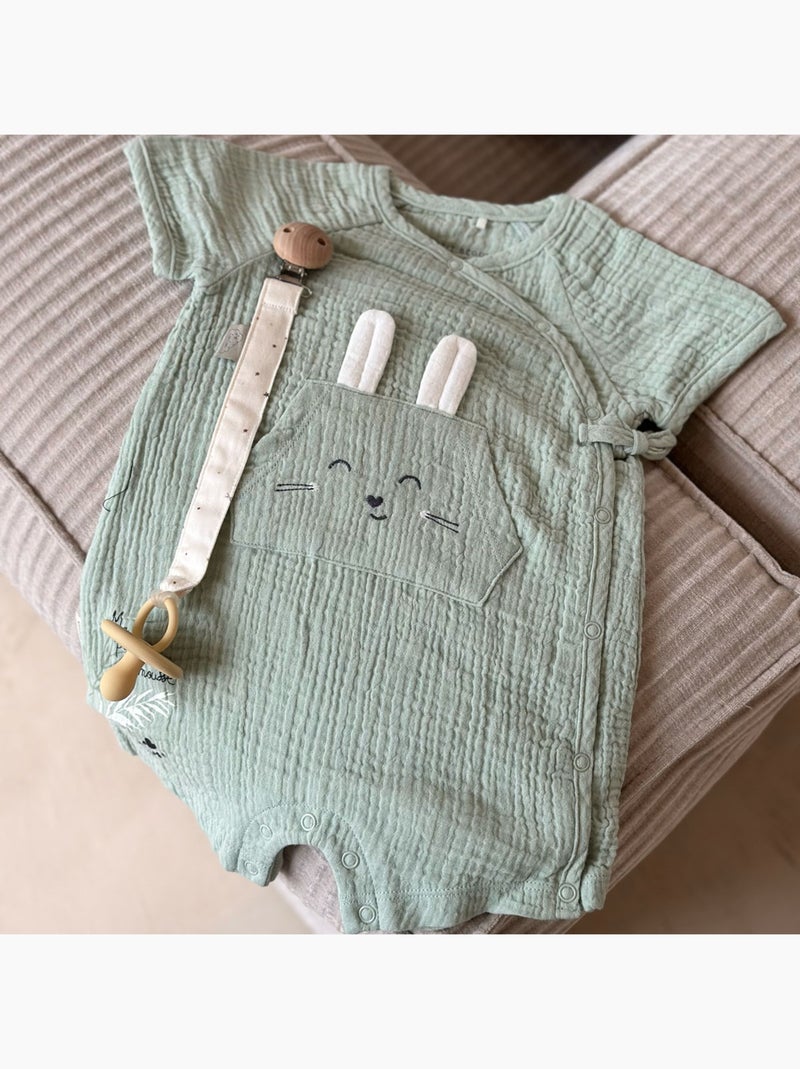 Barboteuse bébé en gaze de coton ouverture croisée Frimousse Vert - Kiabi