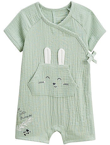 Barboteuse bébé en gaze de coton ouverture croisée Frimousse