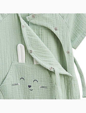 Barboteuse bébé en gaze de coton ouverture croisée Frimousse