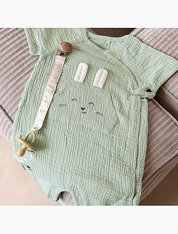 Barboteuse bébé en gaze de coton ouverture croisée Frimousse