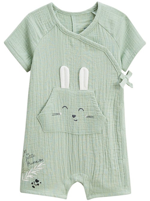 Barboteuse bébé en gaze de coton ouverture croisée Frimousse - Kiabi