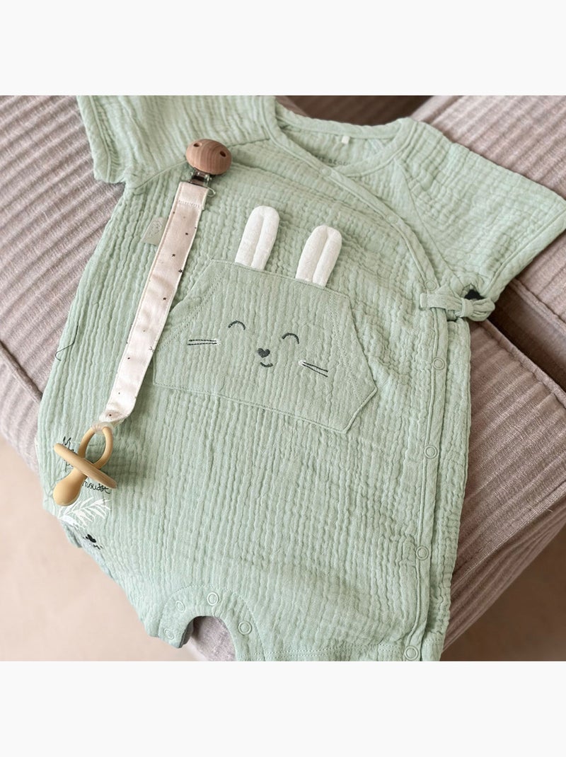 Barboteuse bébé en gaze de coton ouverture croisée Frimousse Vert - Kiabi
