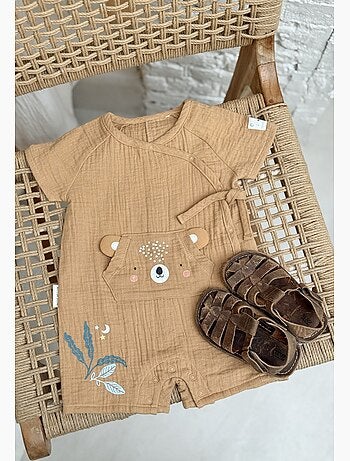 Barboteuse bébé en gaze de coton ouverture croisée Mini Rêve