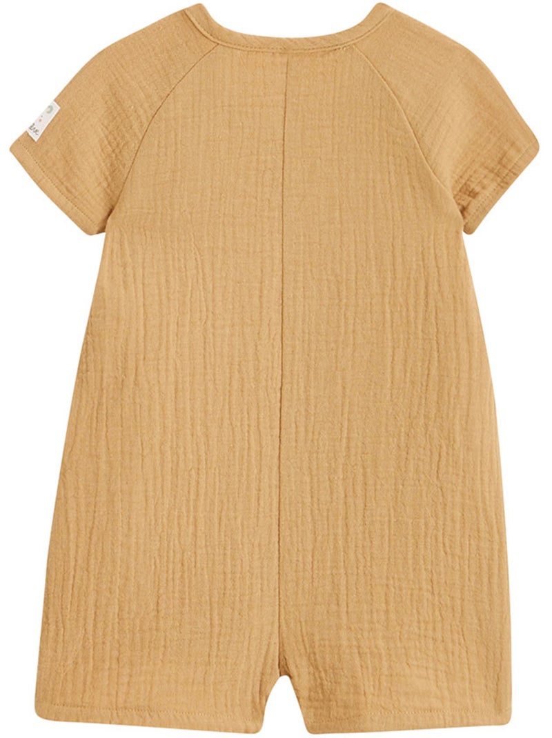 Barboteuse bébé en gaze de coton ouverture croisée Mini Rêve Moutarde - Kiabi