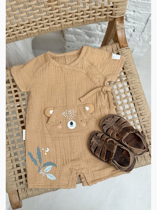Barboteuse bébé en gaze de coton ouverture croisée Mini Rêve - Kiabi