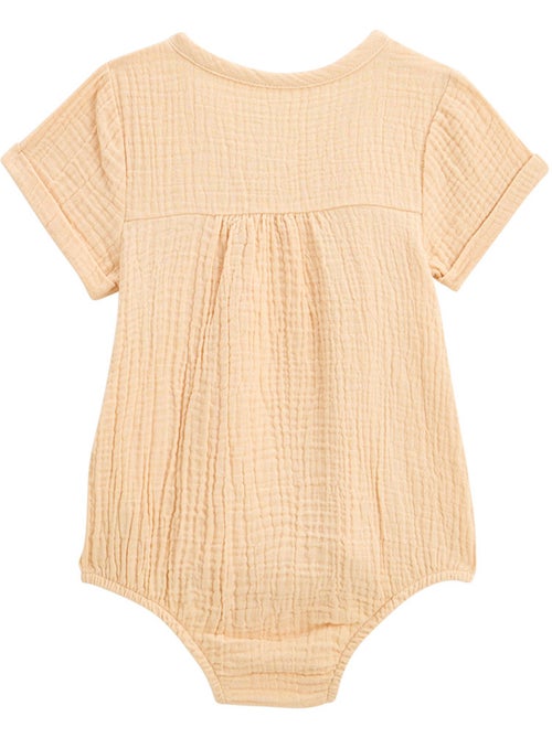 Barboteuse bébé en gaze de coton ouverture croisée Noisette - Kiabi