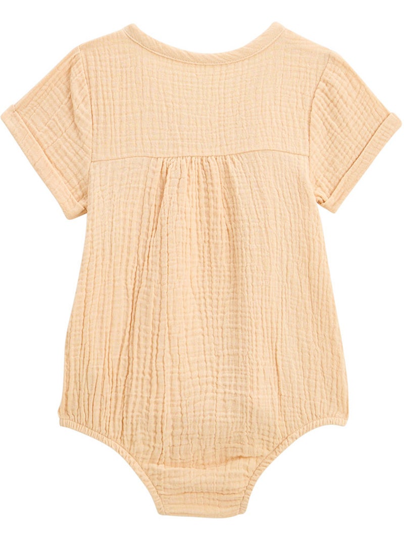 Barboteuse bébé en gaze de coton ouverture croisée Noisette Orange - Kiabi