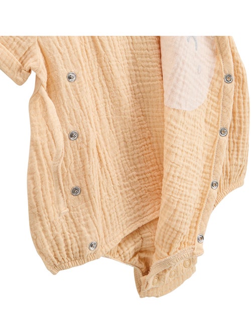 Barboteuse bébé en gaze de coton ouverture croisée Noisette - Kiabi