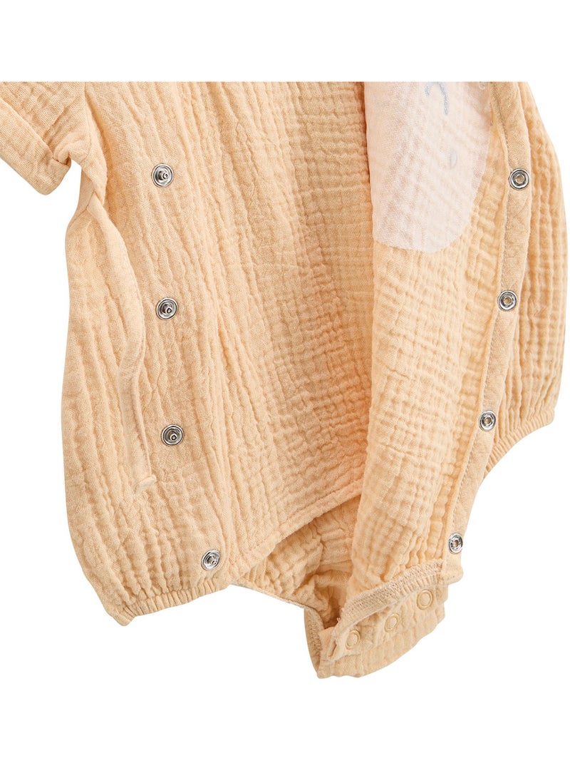 Barboteuse bébé en gaze de coton ouverture croisée Noisette Orange - Kiabi