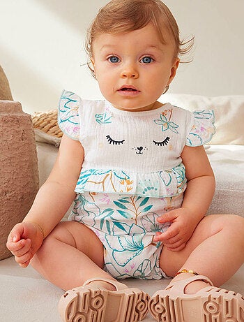 Barboteuse bébé en gaze de coton Patroika