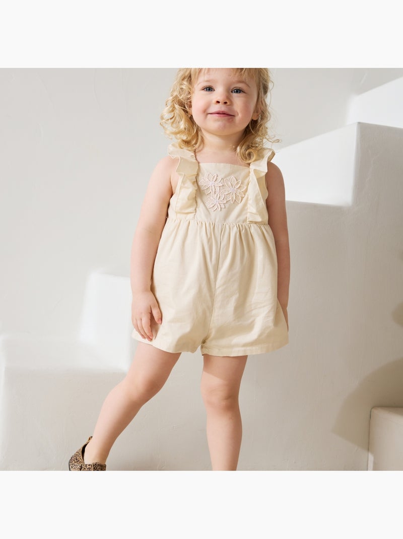 Barboteuse bébé en popeline Poésie d'été Beige clair - Kiabi