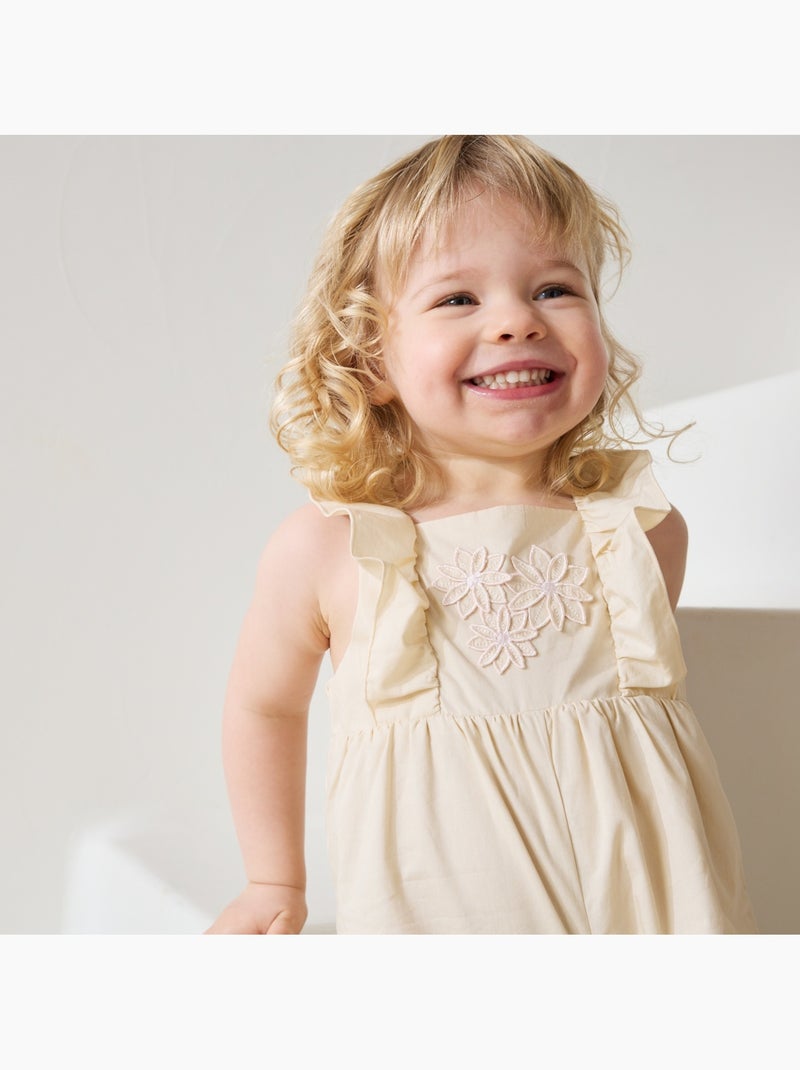 Barboteuse bébé en popeline Poésie d'été Beige clair - Kiabi