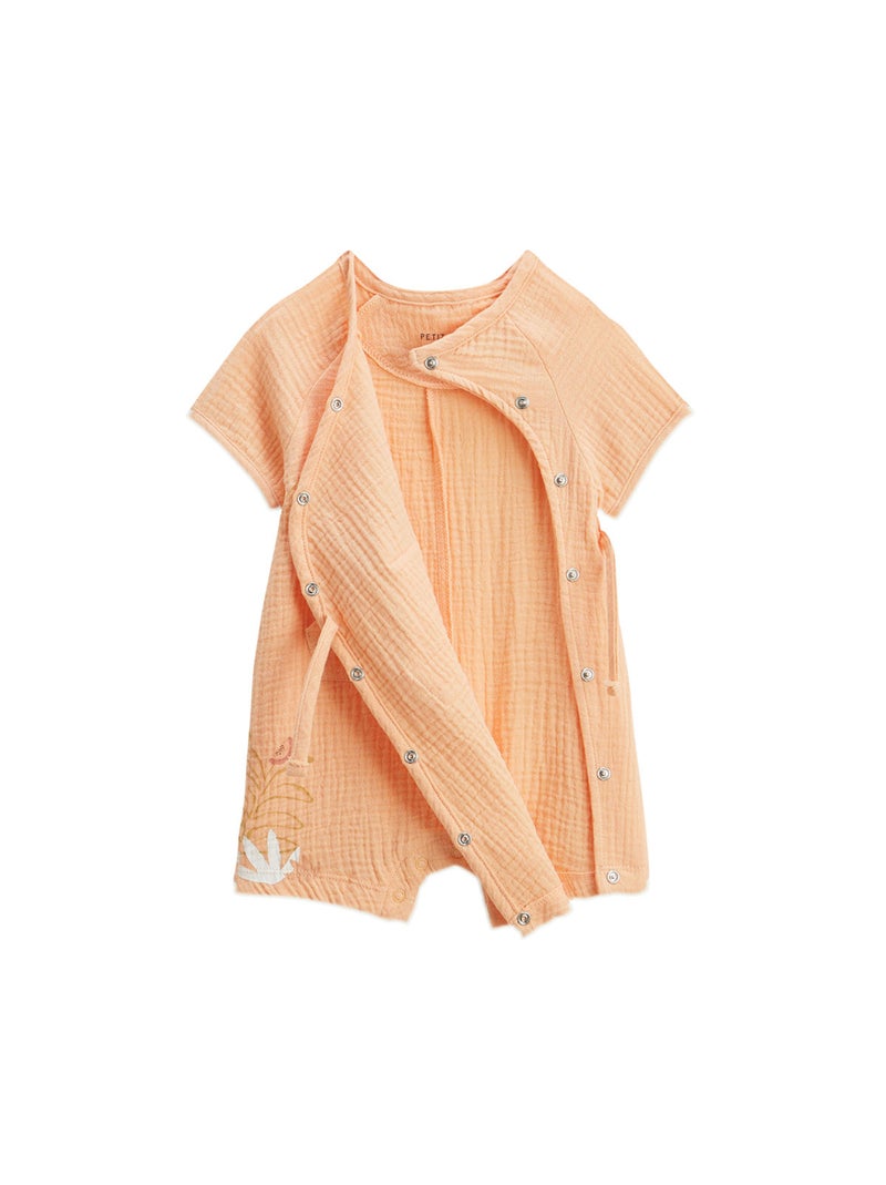 Barboteuse bébé + headband en gaze de coton Sierra Peche - Kiabi