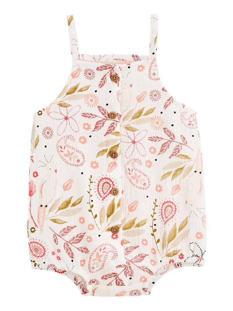 Barboteuse bloomer bébé en gaze de coton Haapiti Rose - Kiabi