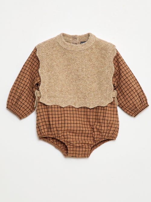 Barboteuse coton avec pull en laine - Kiabi