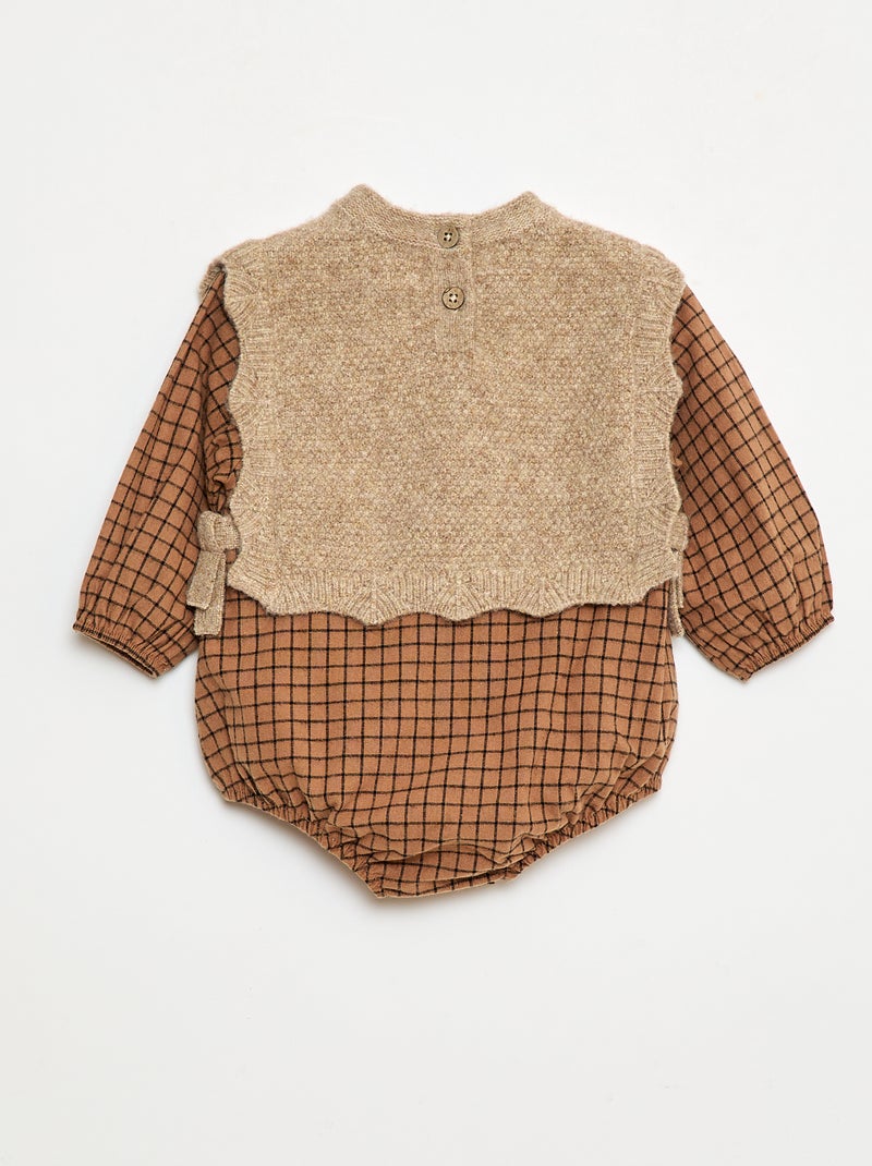 FEESHOW Bébé Fille Barboteuses En Coton Manches Volants Avec Jupe Tutu