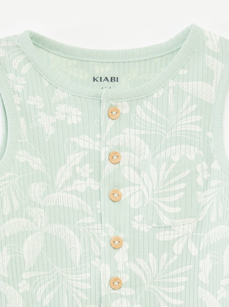 Barboteuse courte à imprimé VERT - Kiabi