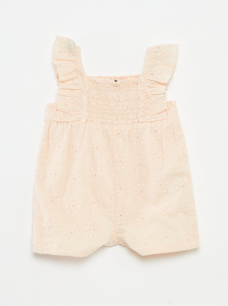 Barboteuse courte avec broderies anglaises BEIGE - Kiabi