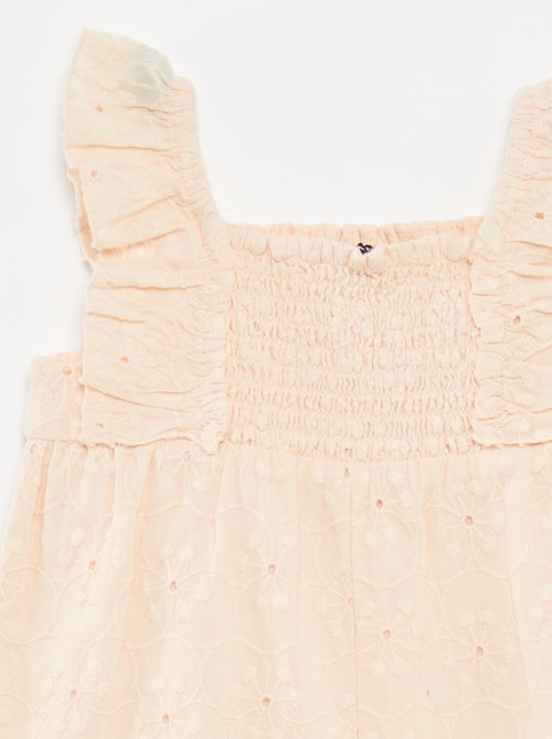 Barboteuse courte avec broderies anglaises - Kiabi