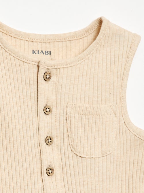 Barboteuse courte en maille côtelée - Kiabi