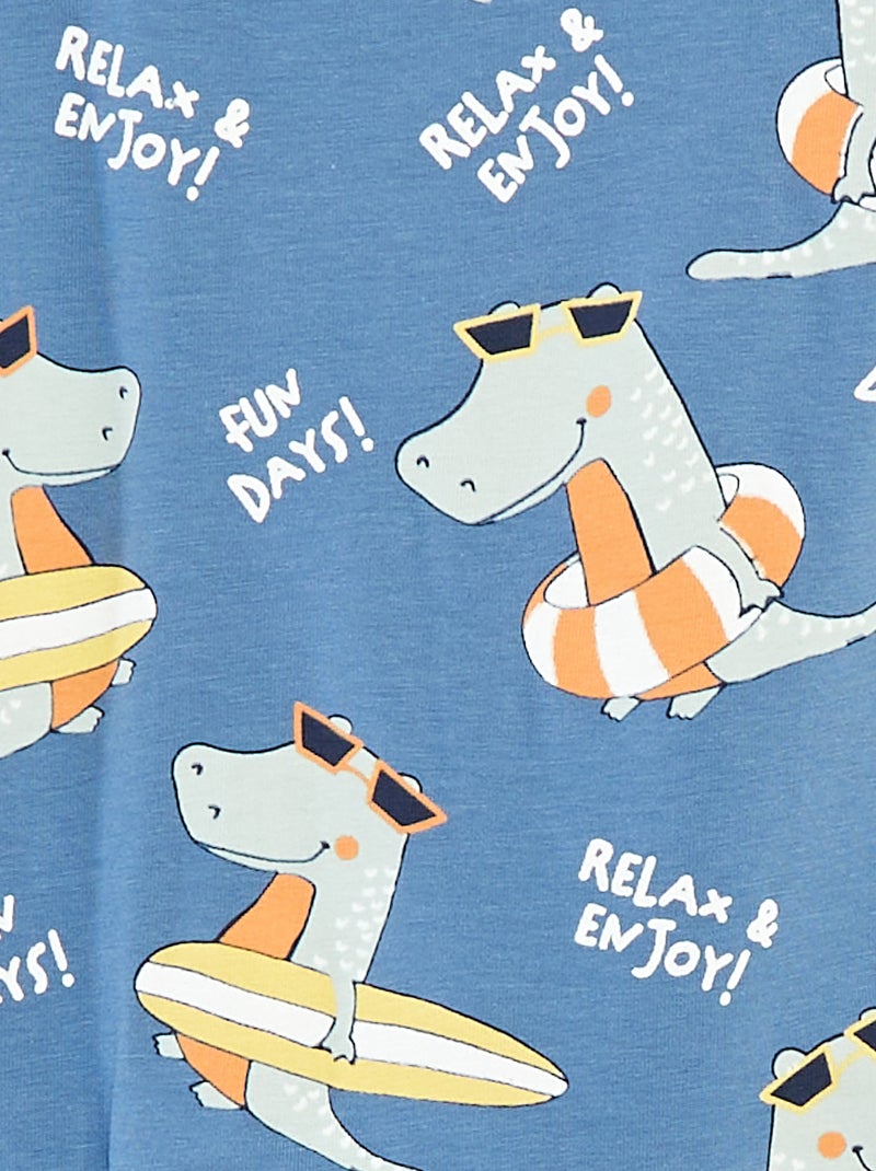 Barboteuse courte imprimé 'dinosaure' 'Guppy' BLEU - Kiabi