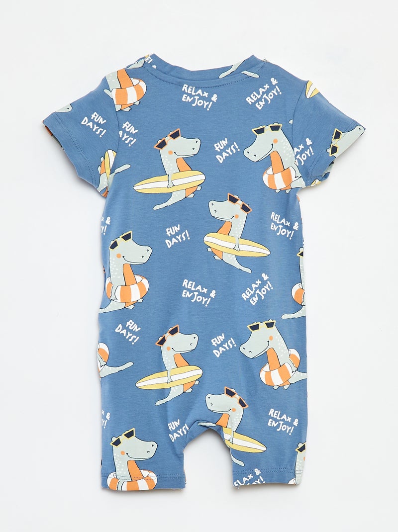 Barboteuse courte imprimé 'dinosaure' 'Guppy' BLEU - Kiabi