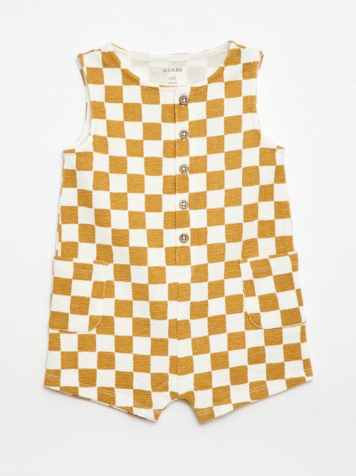 Barboteuse en baby Terry à carreaux - Kiabi